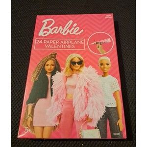Barbie 24 Paper Airplane Valentines Cards 2024 New